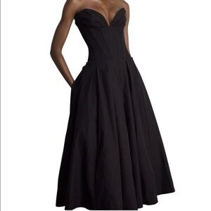 Miss Rosier Katherine off shoulder Corset dress size large midi formal black